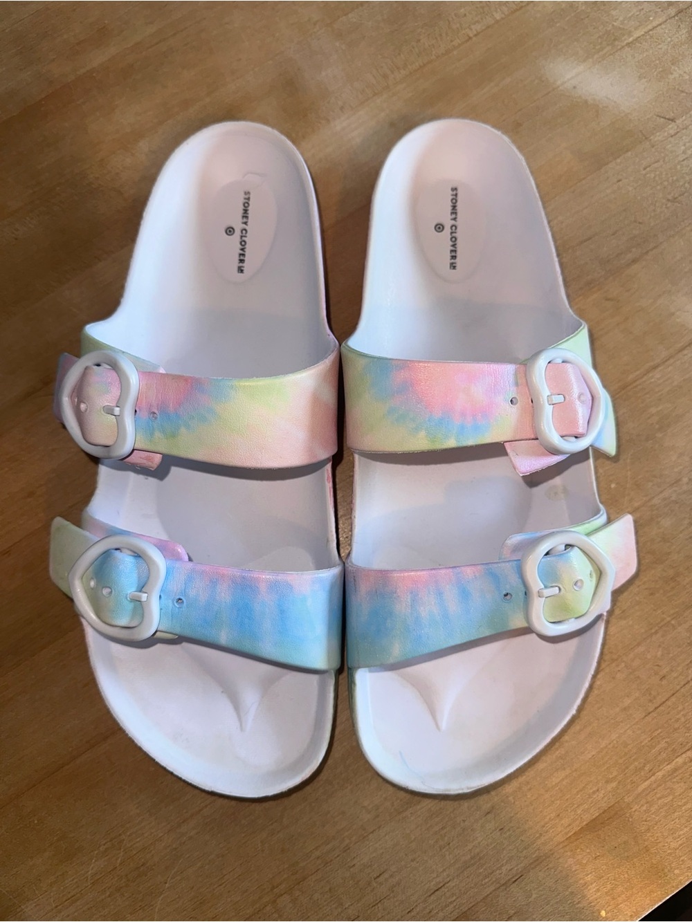 Stoney Clover Lane Pastel Tie-Dye Slide Sandals - White Base